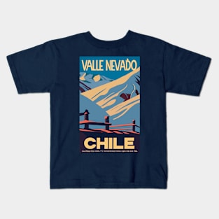 A Vintage Travel Art of Valle Nevado - Chile Kids T-Shirt